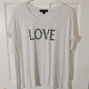 INC International Concepts White 'Love' Graphic Tee
